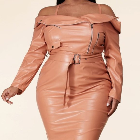 BLUSH LEATHER DRESS - Picture 1 of 3